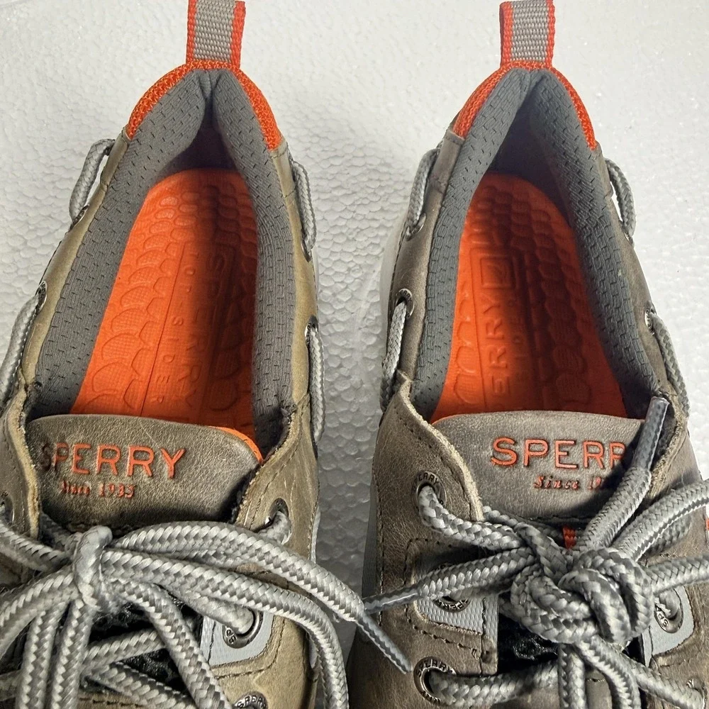 Sperry Shoes Mens Size 8 Brown Leather Boat Sneaker Mesh Lace Up Casual 10528703